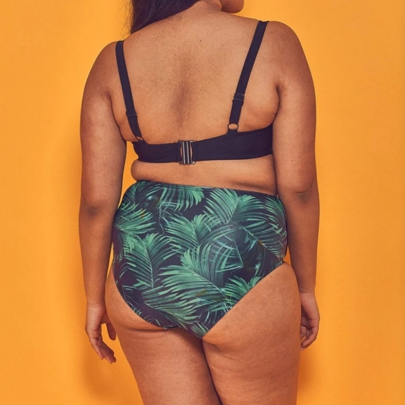 NWT Wolf & Whistle palm underwire bikini top and high waist brief pinup 40D - Picture 3 of 5